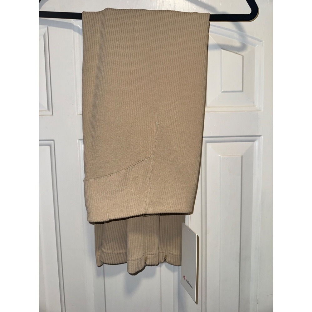 NWT Lululemon Ribbed Softstreme Zip Leg High Rise Crop Pant Size 10 Trench TRNH